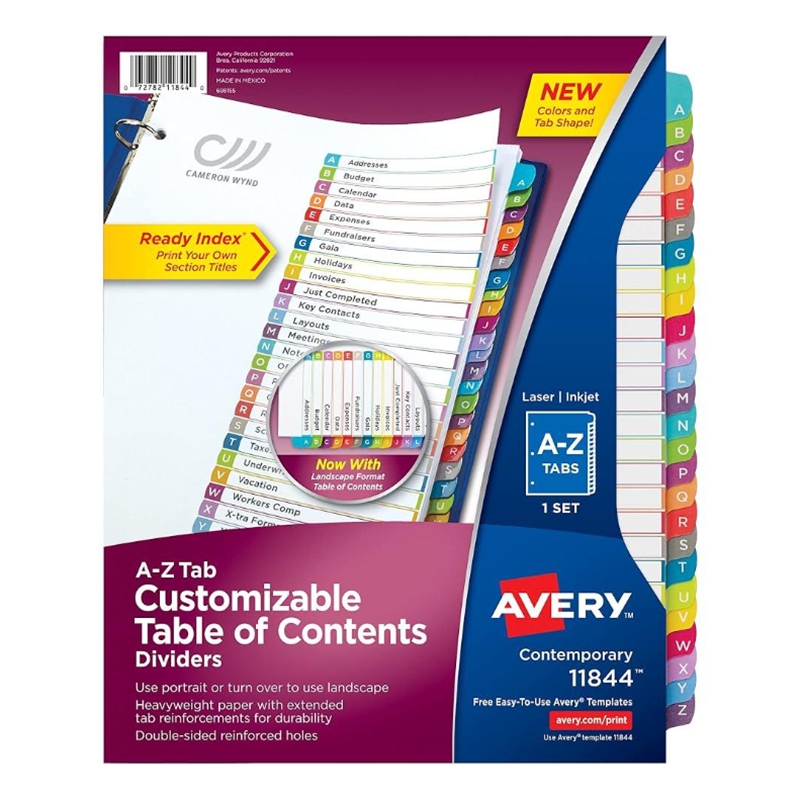 A-Z Tab Binder Dividers Set 11844