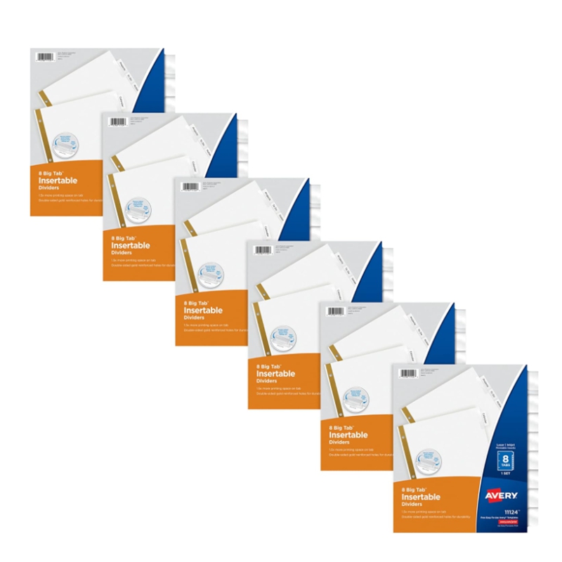 8-Tab Binder Dividers Set with Insertable Tabs 41124