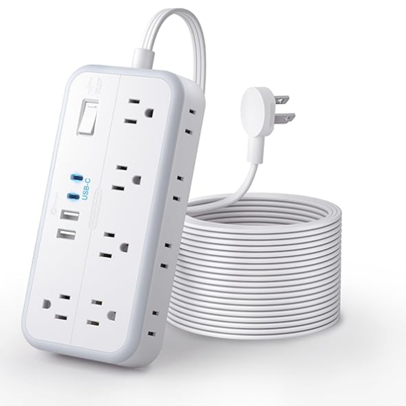 10-Outlet Extension Cord | Power Strip (US Type)