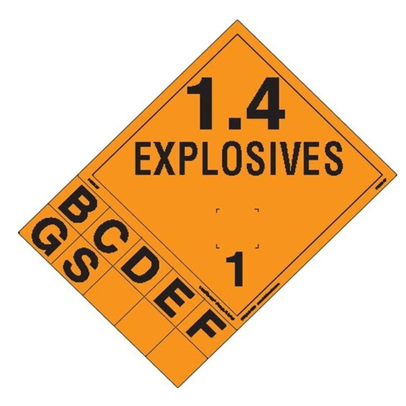 Explosive Label Class 1.4 Hazmat Placard with Tabs Removable Vinyl