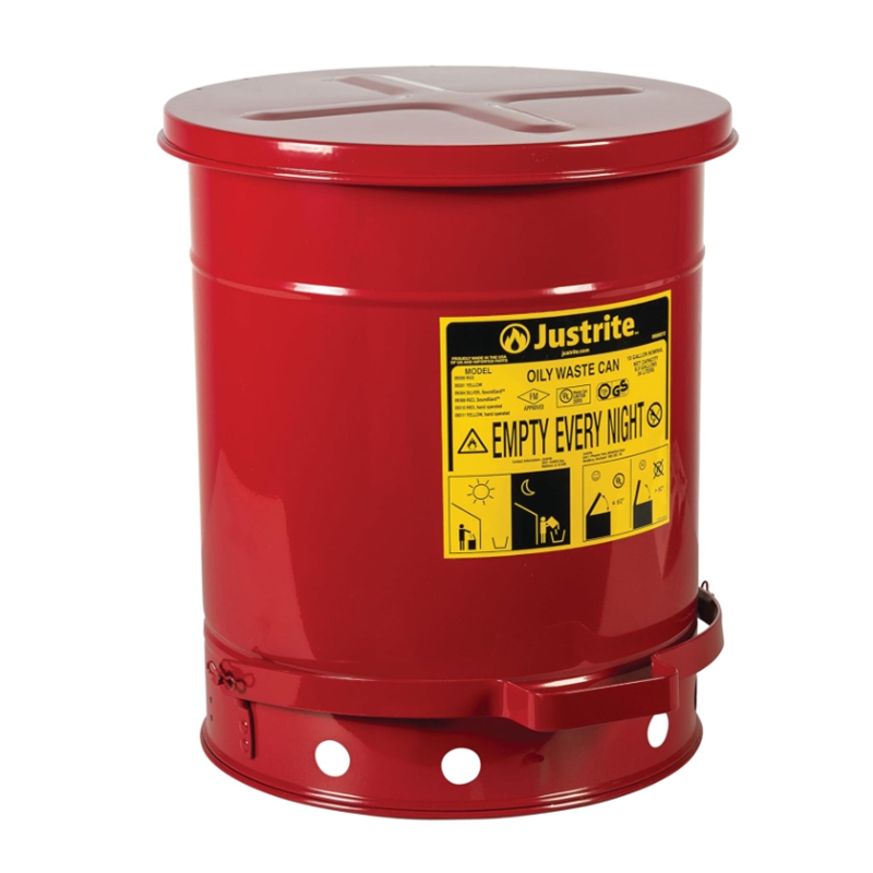 Metal Oil Rag Safety Can With Foot Operated Self-Closing Lid