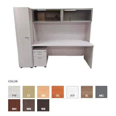 Side Desk and Overdhead Hutch Set (Included 1 Closet and 1 Drawer) / D.P ITEM
