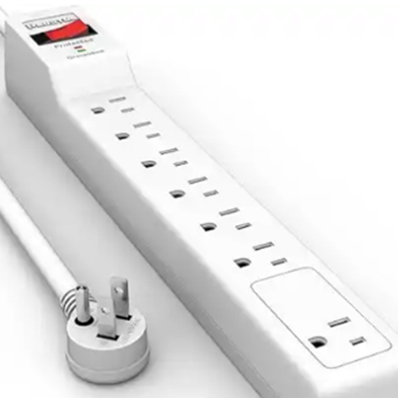 Surge Protector, Flat Plug Power Strip, Extension Cord, 7 Outlets, ETL Listed