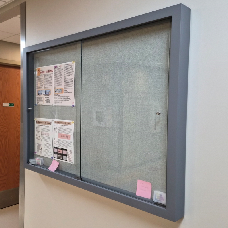 Magnetic Fabric Bulletin Board with Glass Sliding Door