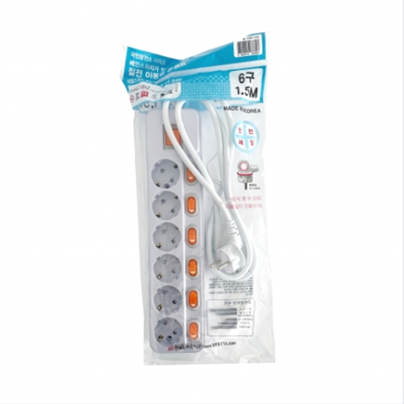 6-Outlet Extension Cord | Power Strip (KOR Type)