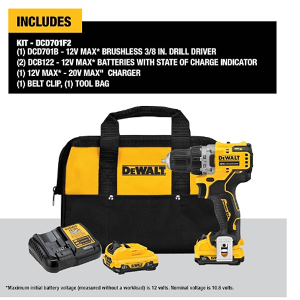 Cordless Drill Kit 12V MAX 3/8 Inch