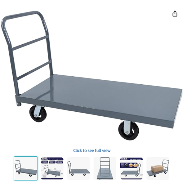 Heavy Duty Hand Cart | Metal Platform Truck 24 x 48" | Max Load Cap 2,000 lbs